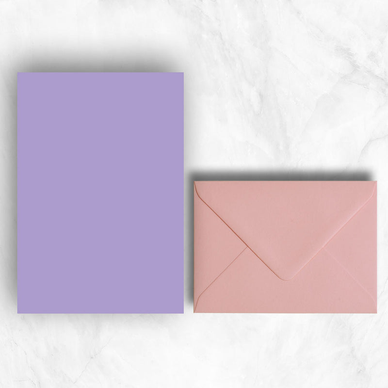 Plain lightly textured Lavender pink a5 sheets teamed with Candy pink envelopes
