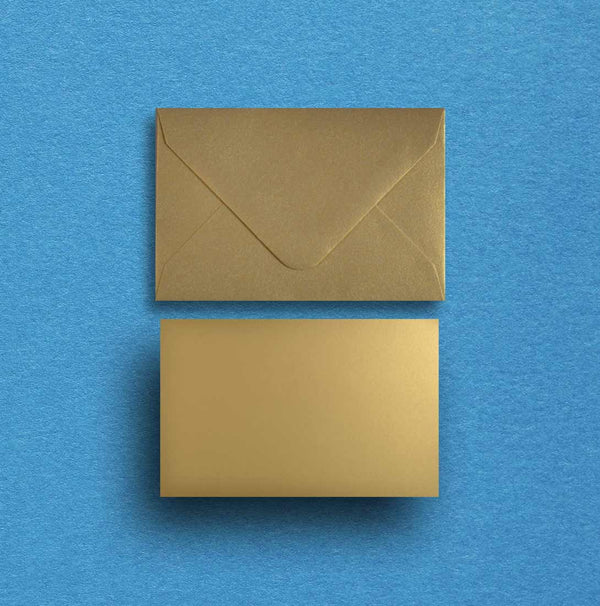 shimmering gold mini cards and envelopes are perfect for gift cards and seating cards for weddings and events