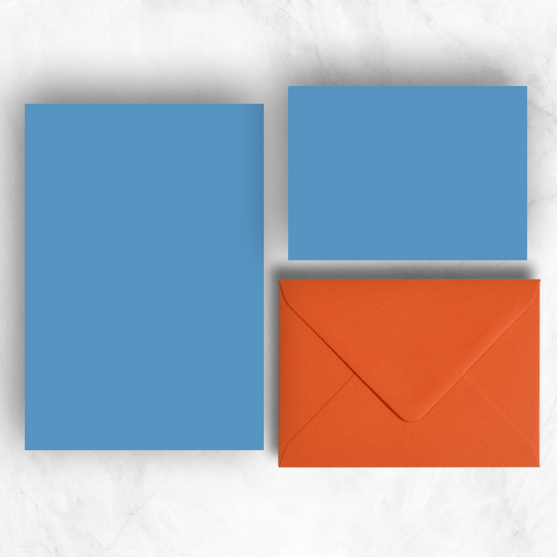 New Blue Writing Set and Orange Envelopes Pemberly Fox