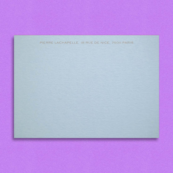 The Cambridge correspondence cards are engraved, using metallic inks, with name and address along the head of the card.