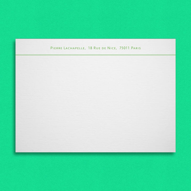 The Cecilia correspondence cards engrave with an underline which stretches right across the card