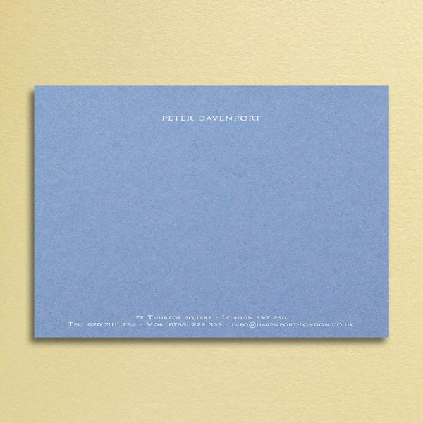 Simple elegance is printed in white ink onto a choice of four card colours means that these correspondence cards leave a lasting expression