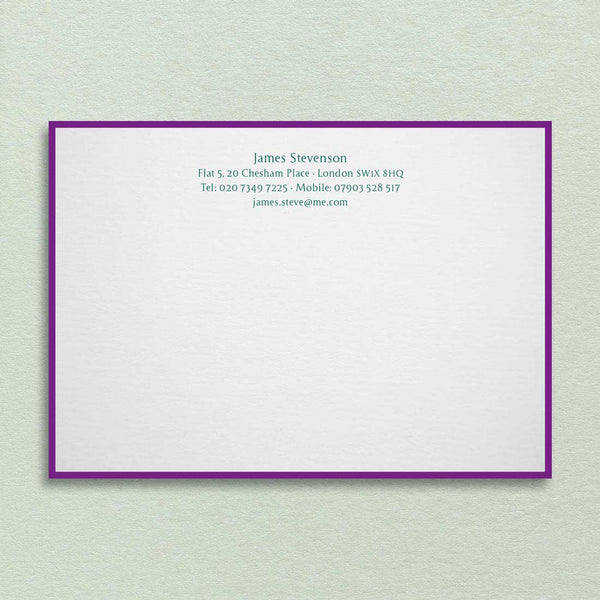 The Leicester Correspondence Cards allows you to choose between 2 colours, one for the border and one for the text
