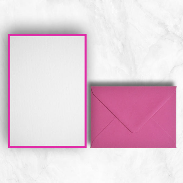 writing paper hot pink borders to complement the pink envelopes