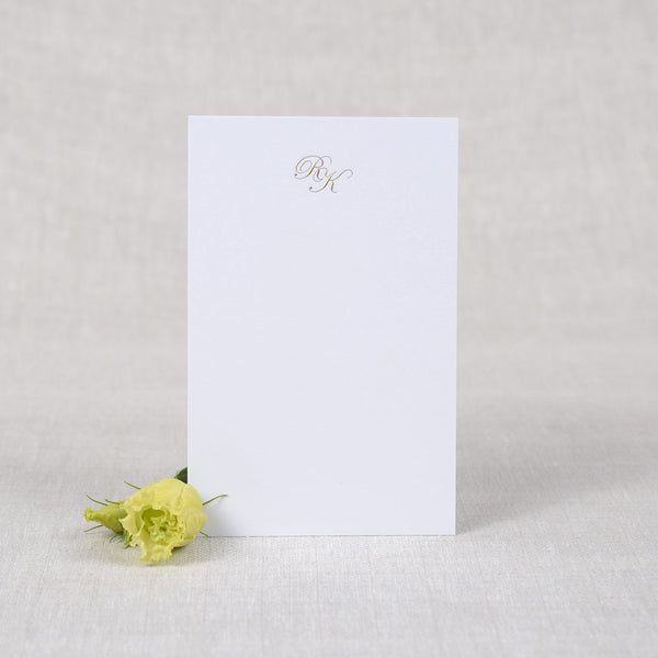 The Holkham wedding thank you cards are portrait and have a monogram engraved in gold at the head