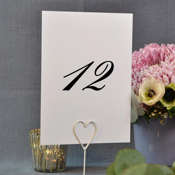 The tilney personalised table number cards use an off-white 670gsm smooth stock and are sized A5