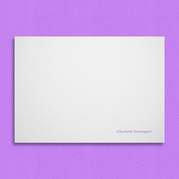 The winkfield embossed note cards show your name only printed in the bottom right hand corner of the card