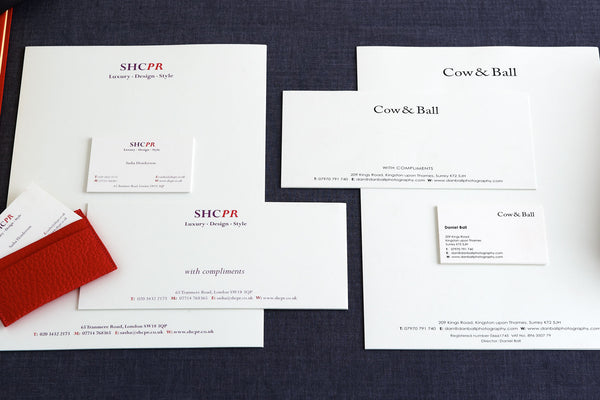 business stationery sets; featuring business cards, letterheads and compliment slips