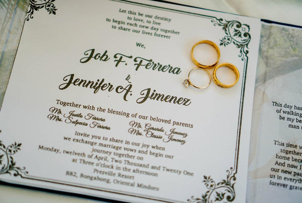 a wedding invitation showing the order of names for the bride and groom