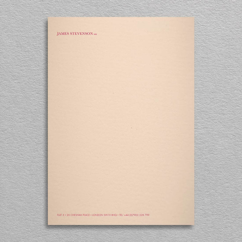 The Grosvenor writing paper is printed with your name at the head and contact details at the foot in burgundy on rose white paper
