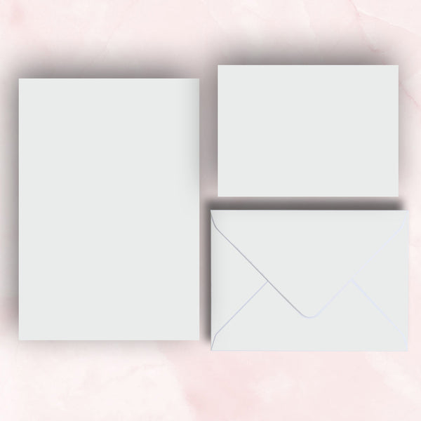 pristine off-white a5 writing paper and a6 note cards with matching envelopes