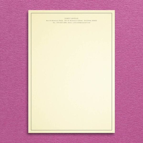 The Piccadilly letterhead shows a design with your name and address at head of a framed sheet