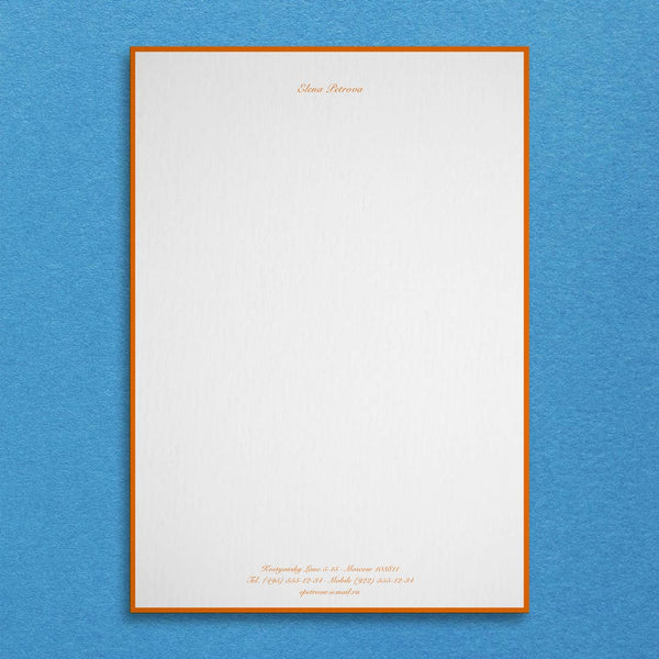 The Regent letterhead uses a strong orange border and text in contrast with a choice of white, off-white or cream A4 sheets