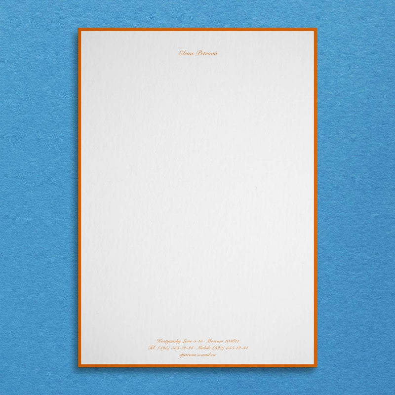 The Regent letterhead uses a strong orange border and text in contrast with a choice of white, off-white or cream A4 sheets