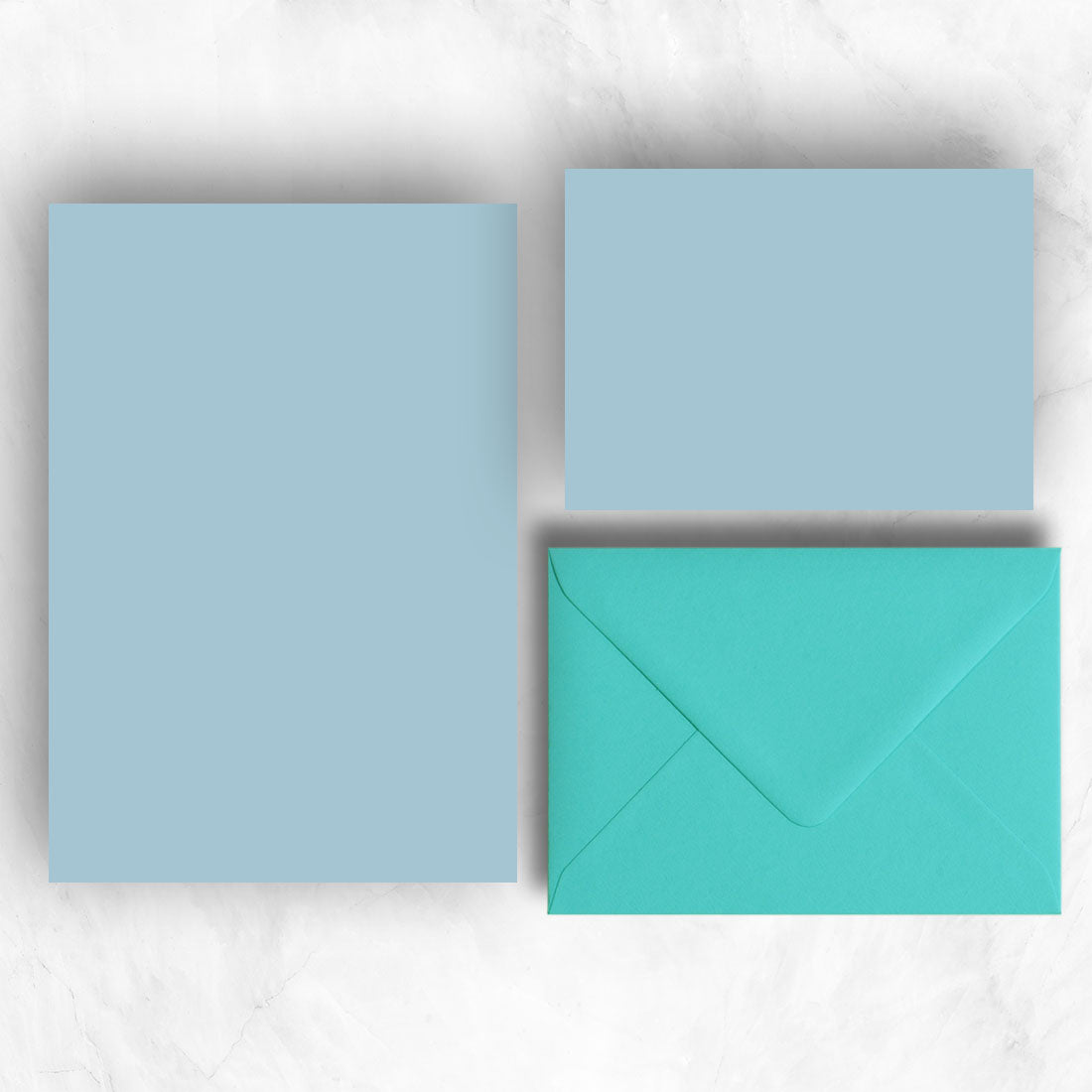 Azure Blue Writing Set with Turquoise Envelopes Pemberly Fox