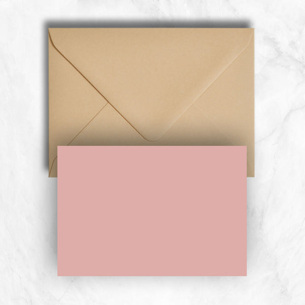 Plain lightly textured candy pink a6 cards teamed with light stone brownenvelopes