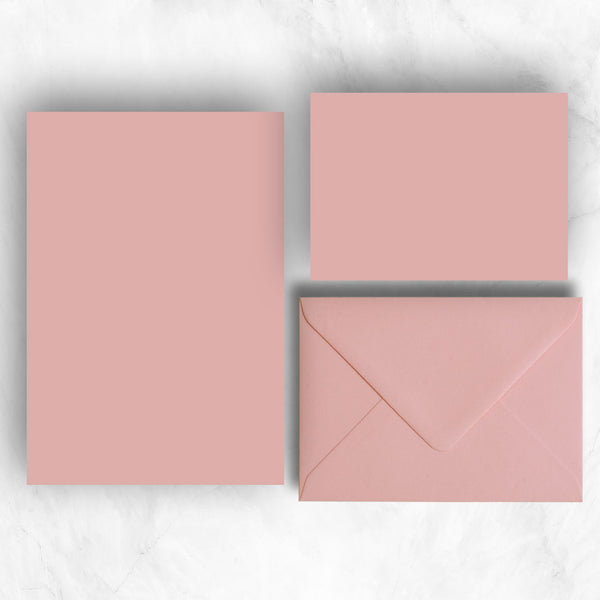 Plain Pastel pink A5 Sheets and A6 Note Cards with matching envelopes