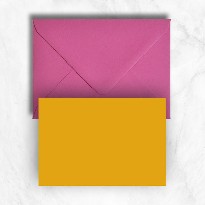 Plain lightly textured citrine yellow a6 cards and hot pink envelopes