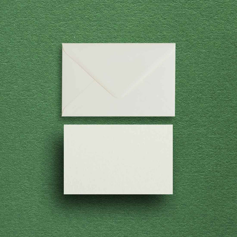 Our deep cream escort cards and envelopes are made from textured Colorplan natural card and paper