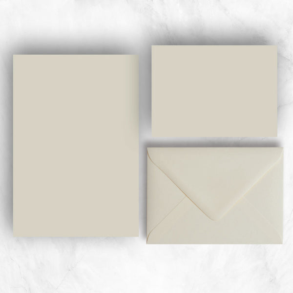 Cream a5 writing paper and a6 note cards with matching envelopes