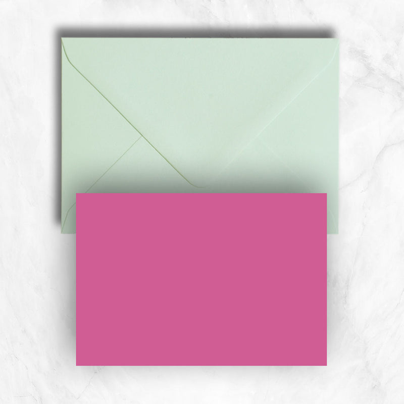 Plain lightly textured hot pink a6 cards teamed with light pastel green envelopes