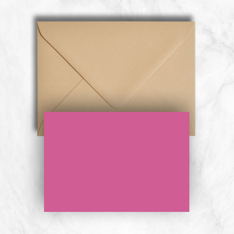 Plain lightly textured hot pink a6 cards teamed with light brown envelopes