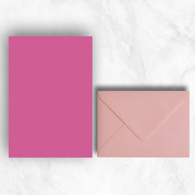 Plain lightly textured Hot pink a5 sheets teamed with Candy pink envelopes