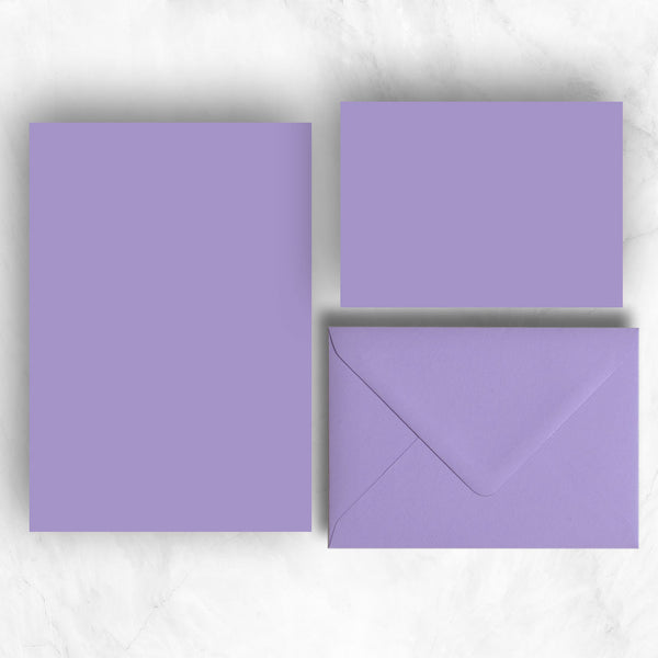Lavender a5 writing paper and a6 note cards with matching envelopes
