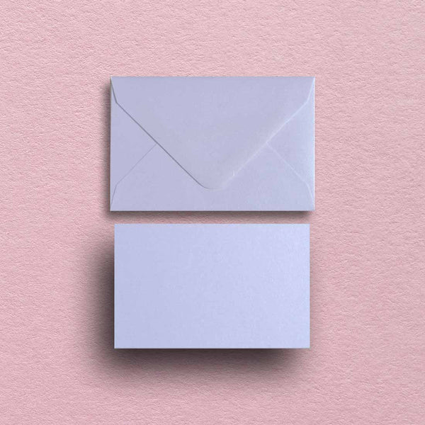 Our matching pearlescent mini white cards and envelopes are a perfect option for gift cards as well as seating cards at events.