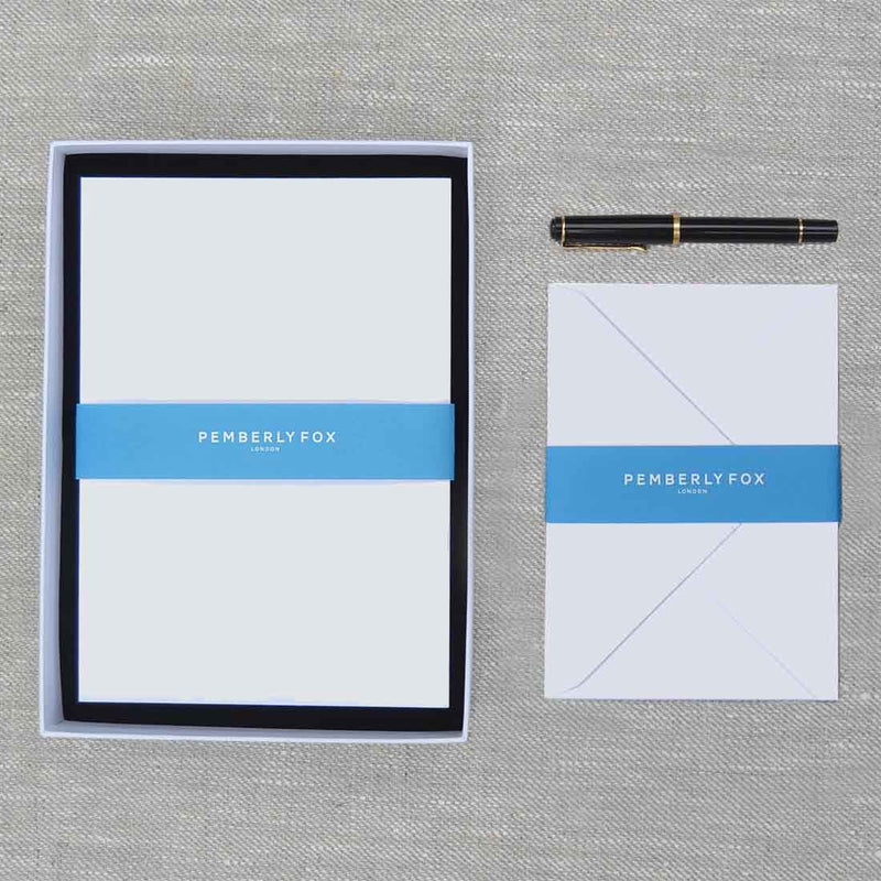 The off-white a5 writing paper and envelopes are 135gsm and sold in a branded Pemberly Fox box.