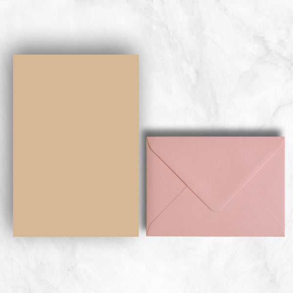 Plain lightly textured stone a5 sheets teamed with pastel candy pink envelopes