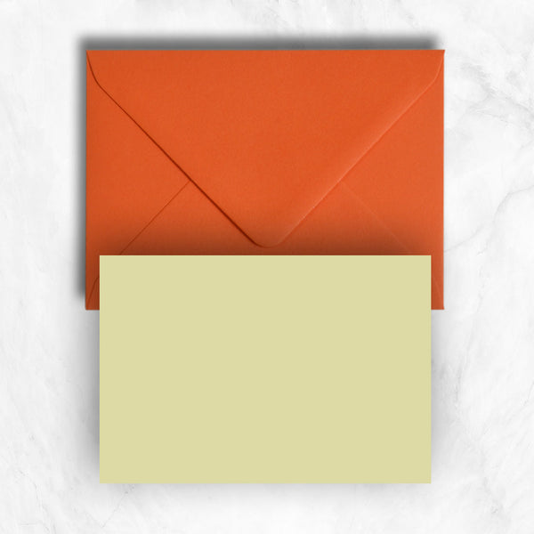 Plain lightly textured yellow a6 cards teamed with orange envelopes