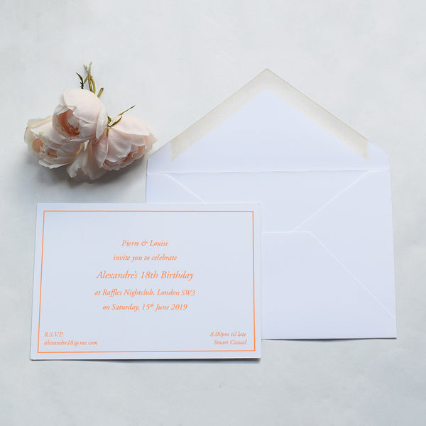The Althorp invitation card is printed in bright colours onto a thick white card
