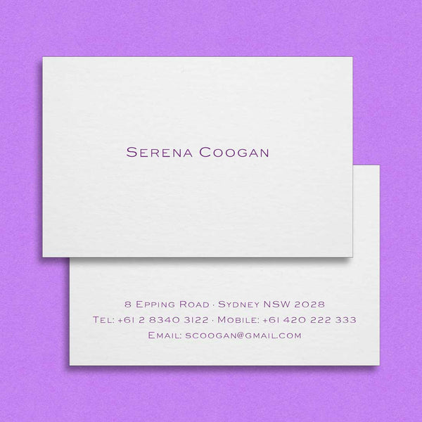 The Askew visiting card prints with your name on one side and contact details on the other
