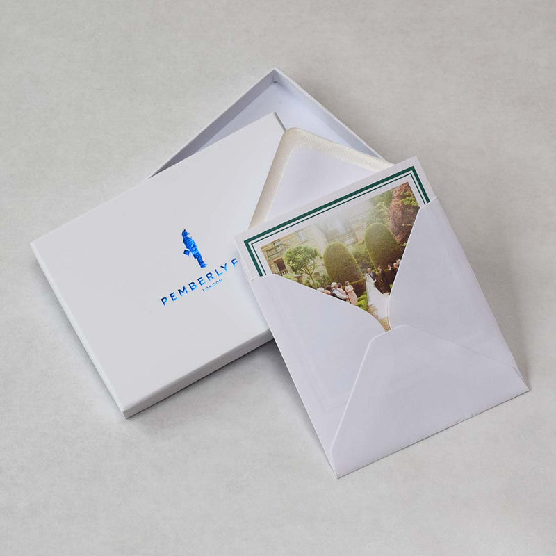 The Bristol photo thank you card in it's envelope with a Pemberly Fox Box