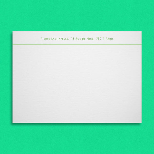 The Cecilia correspondence cards engrave with an underline which stretches right across the card