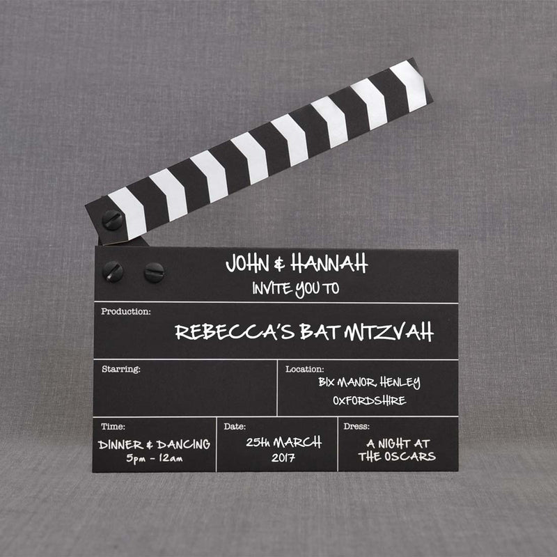 Clapper Up on the Hollywood party invitations
