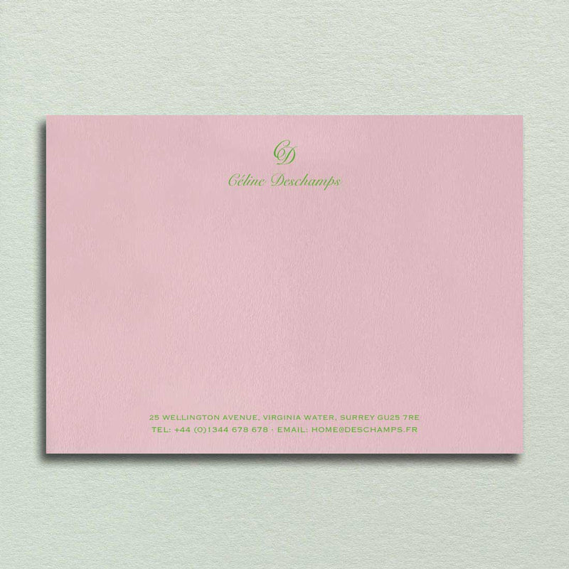Grass green is not the only colour which works on the pink Cromwell correspondence cards.