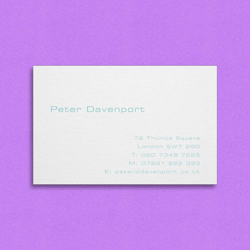 The Duke visiting cards show your name in the top left with contact details in the bottom right