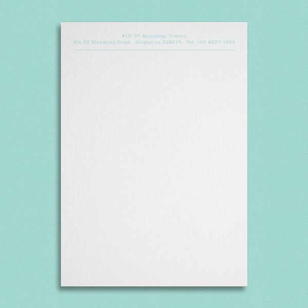The Florence writing paper, prints with your name and details at the head with a partial underline