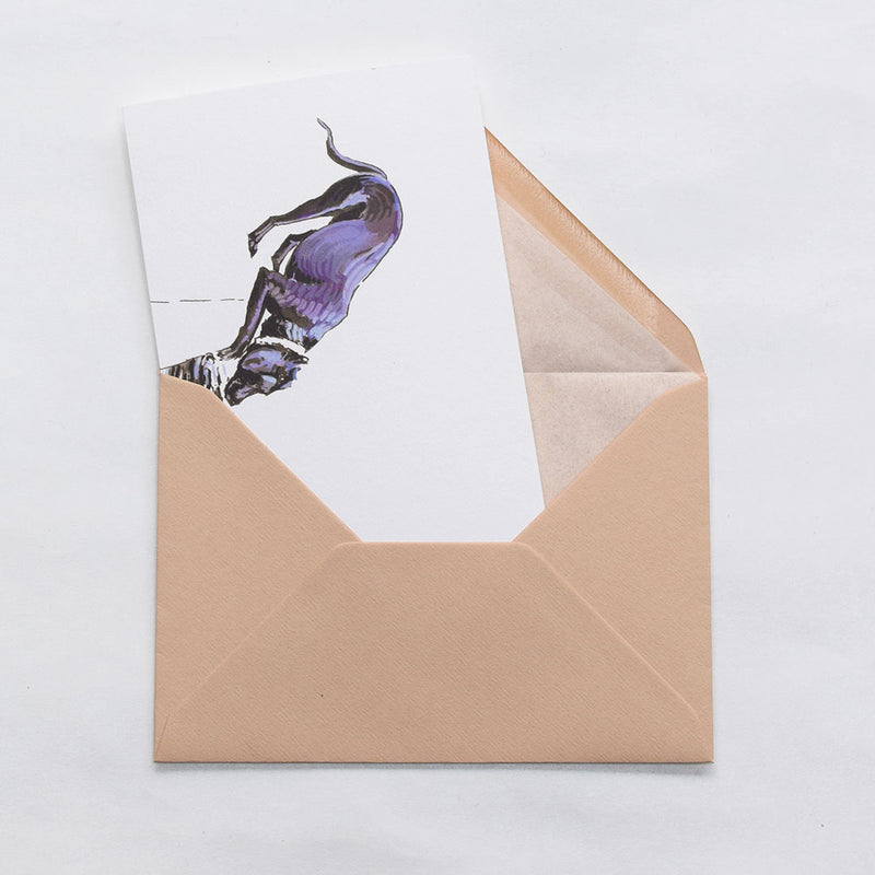 the labrador dog greeting cards shown protruding out of the stone tissue lined envelope