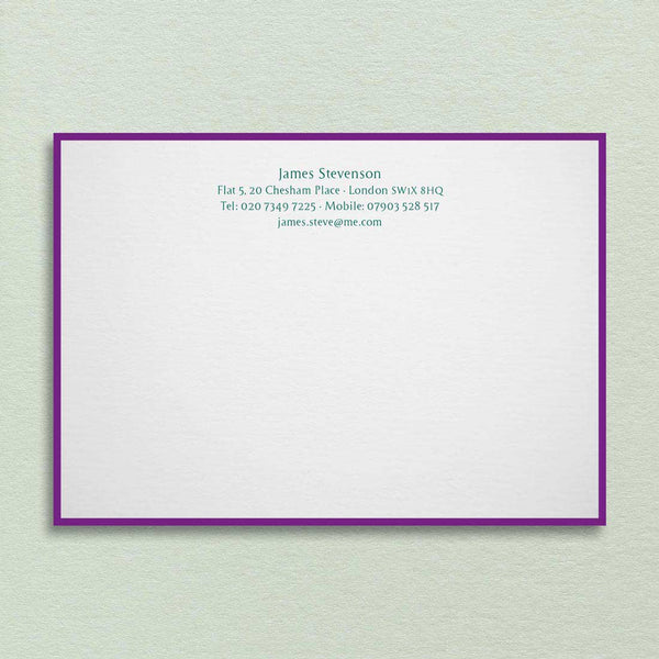 The Leicester Correspondence Cards allows you to choose between 2 colours, one for the border and one for the text