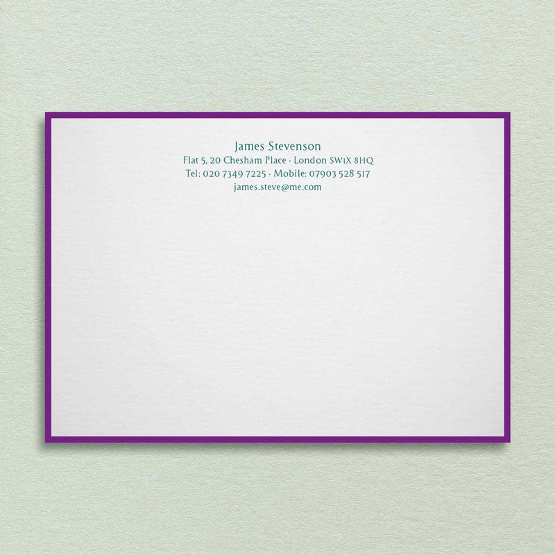 The Leicester Correspondence Cards allows you to choose between 2 colours, one for the border and one for the text