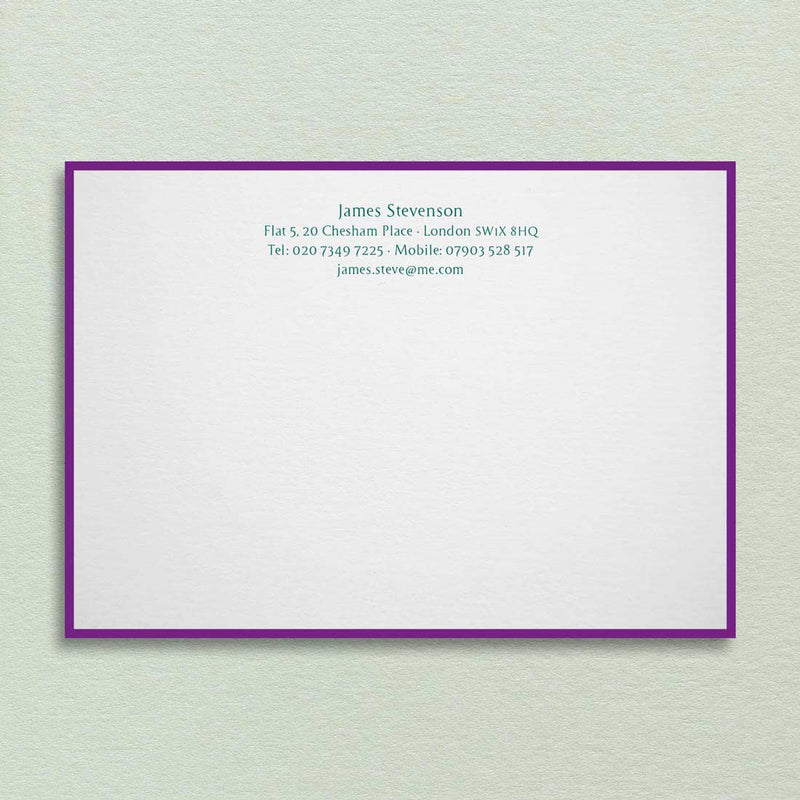 The Leicester Correspondence Cards allows you to choose between 2 colours, one for the border and one for the text