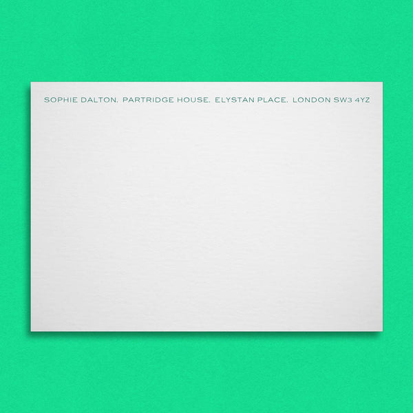 The Limerston correspondence cards shows the address printed in one line at the head of the card