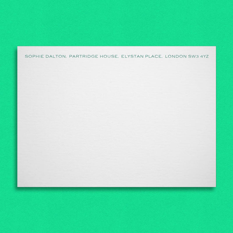 The Limerston correspondence cards shows the address printed in one line at the head of the card