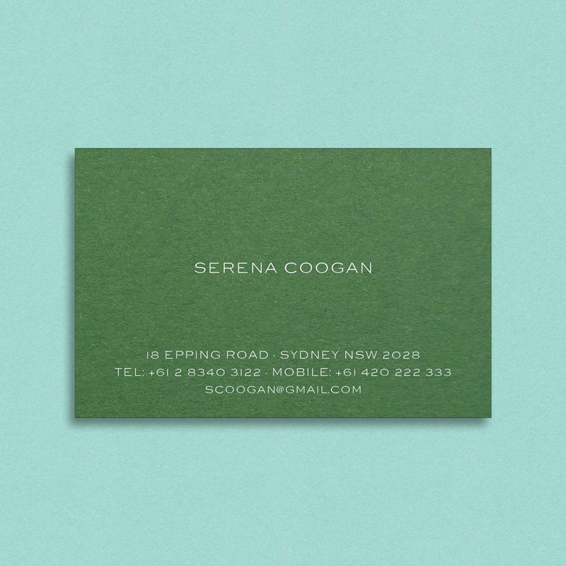 Engraved using white ink, the Mayflower visiting card allows for a choice of 10 different card colours