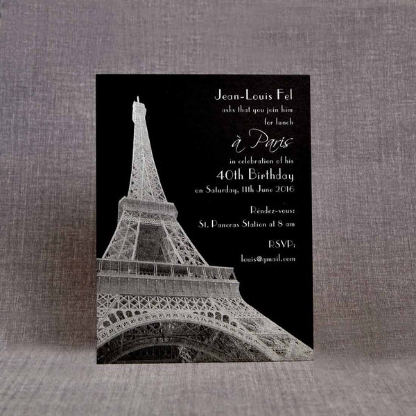 The Paris party invitations set with an Art Deco font