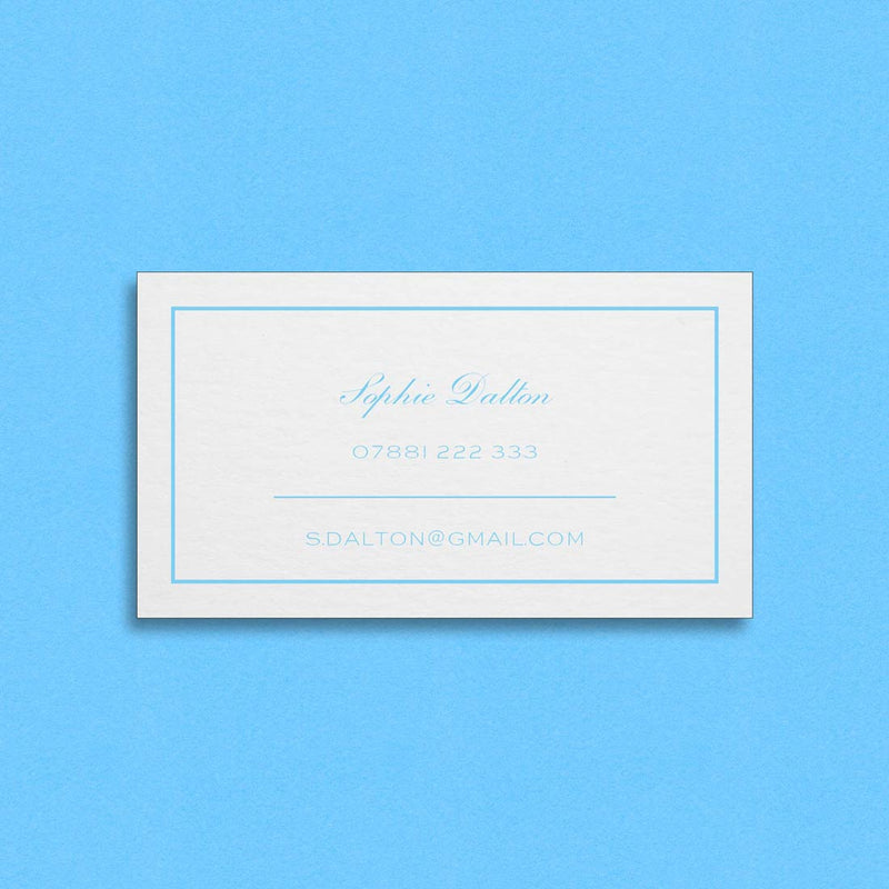 Using a thinner format card, the Pegasus visiting card is engraved with a keyline border