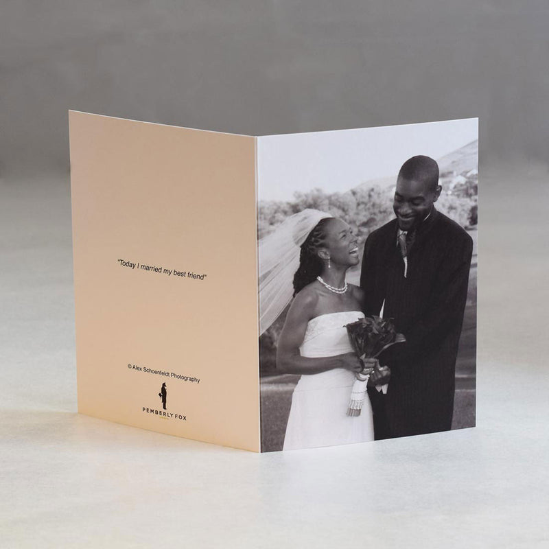 The Santa Fe wedding thank you cards come with a quote on the back cover